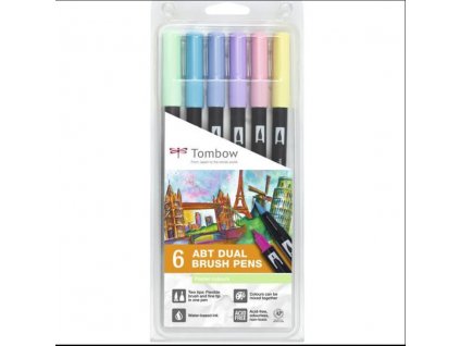 TOMBOW oboustranný fix sada 6ks PASTEL