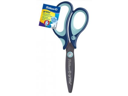 pelikan schere griffix 14 cm linkshaender blau rund mit namensschild 803656 pel803656 4012700803658