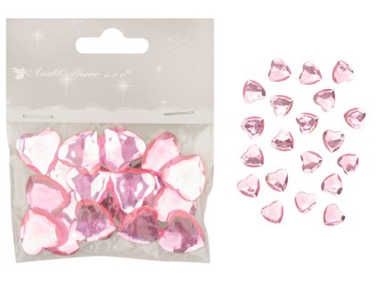 Srdíčka samolepicí růžová 2 cm, 20 ks