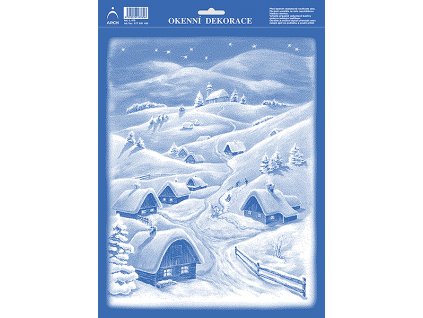 Okenní folie vánoční 25x35 - Chaloupky v horách