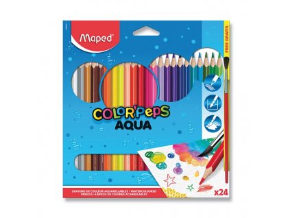 Pastelky MAPED ColorďPeps AQUA 24ks + štětec