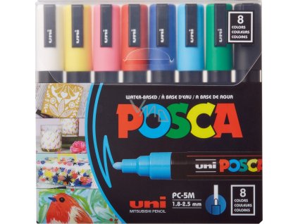 Posca PC-5M sada Popisovačů Posca, 1,8 - 2,5 mm, 8 ks, základní barvy