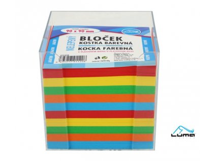 Bloček KOSTKA barevná 90 x 90mm, nelepená + plastová krabička LUMA