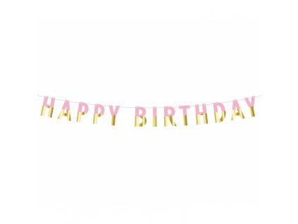 Girlanda Happy Birthday, růžovo-zlatá 160 cm