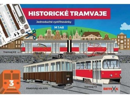 Historické tramvaje-vystřihovánky model