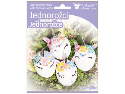 Sada k dekorování 4 ks vajíček - jednorožci