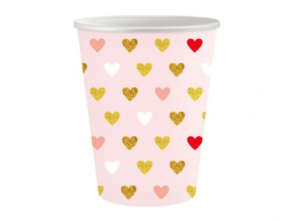 Paper cups XOXO collection (pink), 250 ml/ 6 pcs.