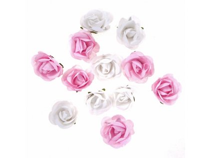 Papírové růže bílé/růžové 12ks