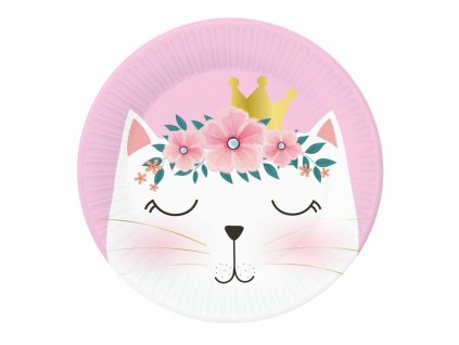 Papírové talíře Kočičí princezna 18 cm, 6ks