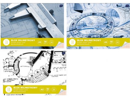 Milimetrový papír, blok A3 20 listů