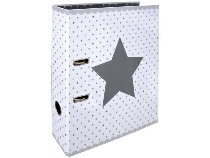 Designový pákový pořadač A4 7cmkarton motiv Stars (bílý - hvězda a puntíky)
