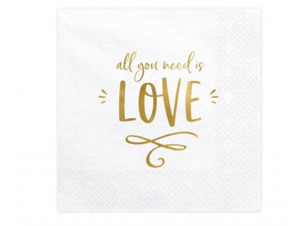 Ubrousky bílé 33x33 cm - All you need is love, white