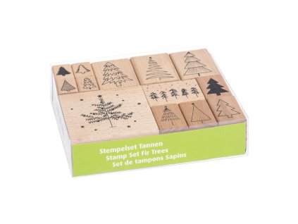 Vánoční stromečky - gumová razítka na dřevěsada (13ks)