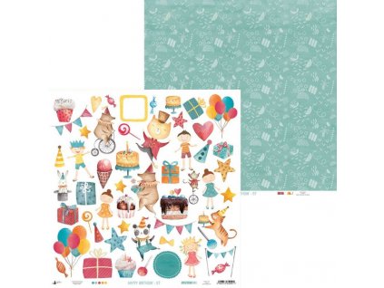 Oboustranný papír na scrapbook Happy Birthday 30x30