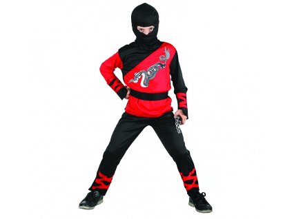 Kostým Dragon Ninja (halenka, kalhoty, kapuce, vycpávky na ruce, pásek),velikost 120/130cm