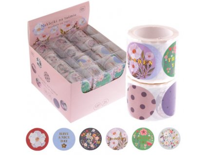 Samolepky v roli 120ks Interdruk Flowers, mix
