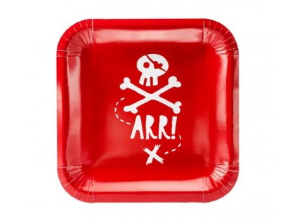 Papírové talíře červené Pirátská Party 6ks.