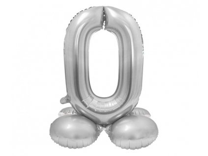 Fóliový balónek SMART samostojný číslo 0, stříbrný, 72 cm