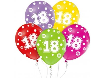 Nafukovací balónky 5ks s potiskem číslice "18"