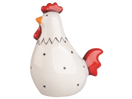 Kohout s červenými detaily z keramiky na postavení 11 x 6 x 13 cm