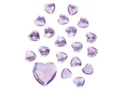 Srdíčka samolepicí fialová 2 cm, 20 ks