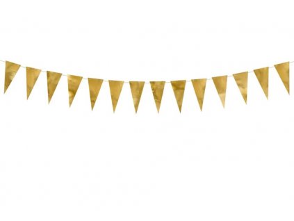 Girlanda zlatá vlaječková lesklá variabilní 13cm / 2,15 m