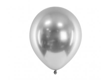 Lesklé metalické balónky stříbrné 50ks