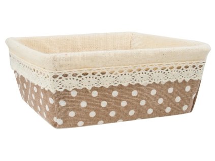 Košík látkový s krajkou 12 x 12 x 5 cm