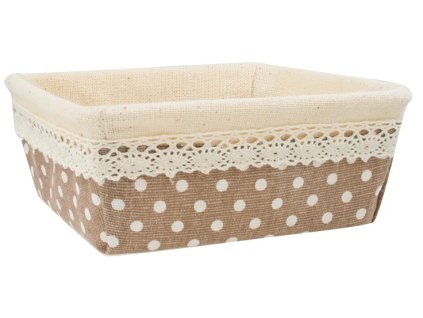 Košík látkový s krajkou 15,5 x 15,5 x 6 cm