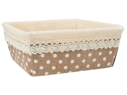 Košík látkový s krajkou 18,5 x 18,5 x 7 cm