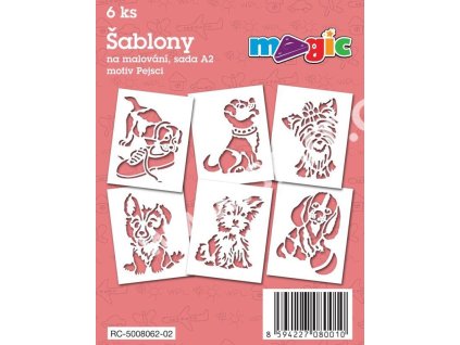 Papírové šablony MAGIC, 11 x 14cm, 6ks, sada A2 - Pejsci