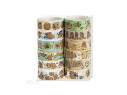 Washi pásky Kapybara 1.5cm x 2m 12ks