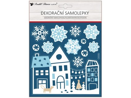 Samolepka s glitry 18 x 23 cm, městečko