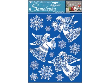 Samolepky andělé se sněhovým efektem 35 x 27,5 cm