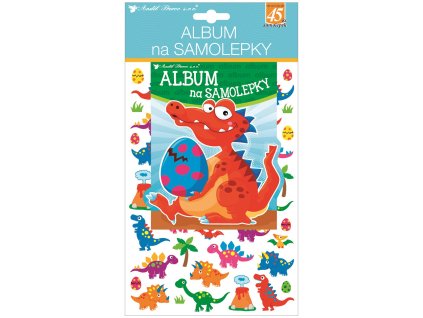 Album na samolepky hologram 45 samolepek 16x29 cm, dinosauři
