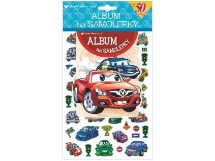 Album na samolepky hologram, 50  samolepek 16x29 cm, auta