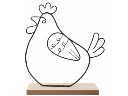 Dekorace Slepice z kovu 12 x 21 x 5 cm na postavení