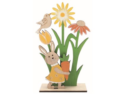 Dekorace zaječice s mrkví 12,5 x 20,5 x 4,5 cm na postavení