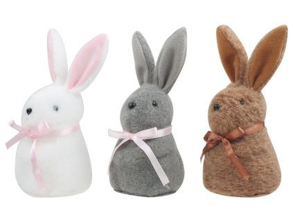 Zajíc plyšový s mašlí 7 x 15 x 8 cm