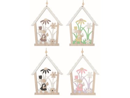 Domek se zaječicí dřevěný 13,5 x 17 x 0,5 cm na zavěšení