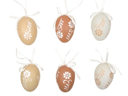 Vajíčka plastová na zavěšení 6 cm, 6 ks v sáčku