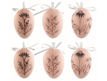 Velikonoční vejce plastová Béžová 6 cm na zavěšení, 6 ks v sáčku