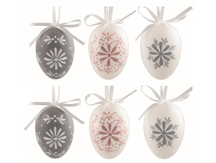 Velikonoční vejce plastová Květy 6 cm na zavěšení, 6 ks v sáčku