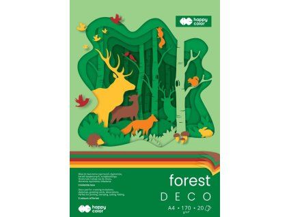 Barevný papír A4 170g 20l 5barev FOREST 5ks v bal.