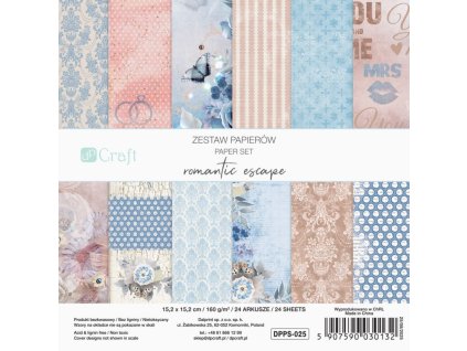 Sada scrapbook papírů Romantic Escape 15cm 24l