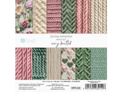 Sada scrapbook papírů Cozy Knited 15cm 24l
