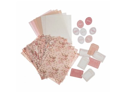 Sada papírů a samolepek, 40ks Floral Mist