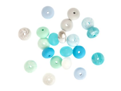 Silikonové korálky modré 1,4cm 20ks