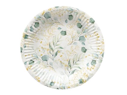 Talíř papírový 18 cm 8ks Golden Eucalyptus