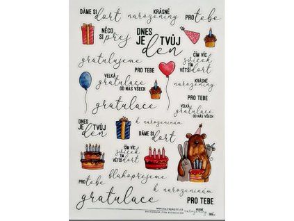 Samolepky A4 - Krásné narozeniny